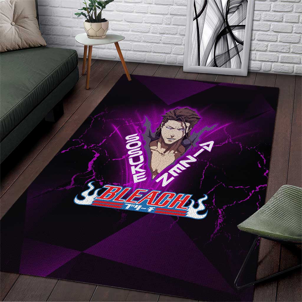 Sosuke Aizen Area Rug Neon Purple Anime Energy Aura Illustration