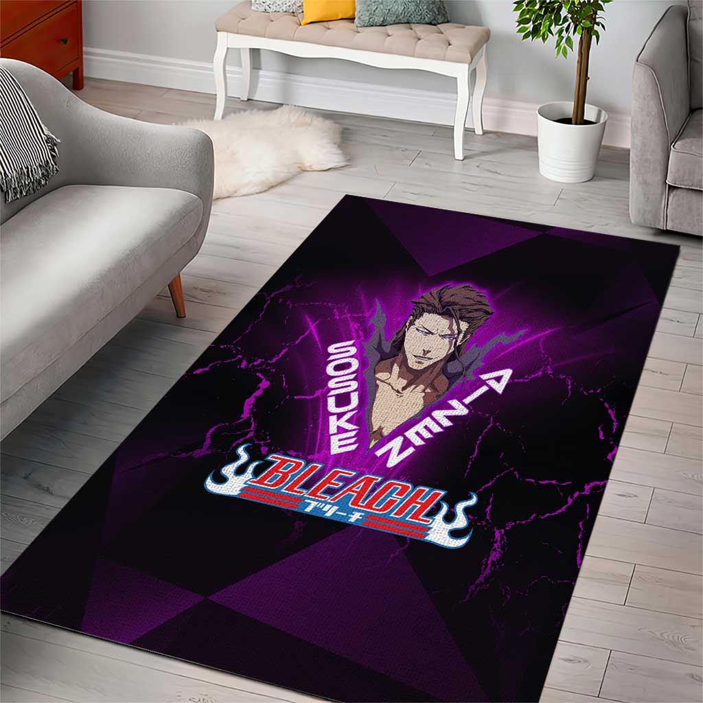 Sosuke Aizen Area Rug Neon Purple Anime Energy Aura Illustration
