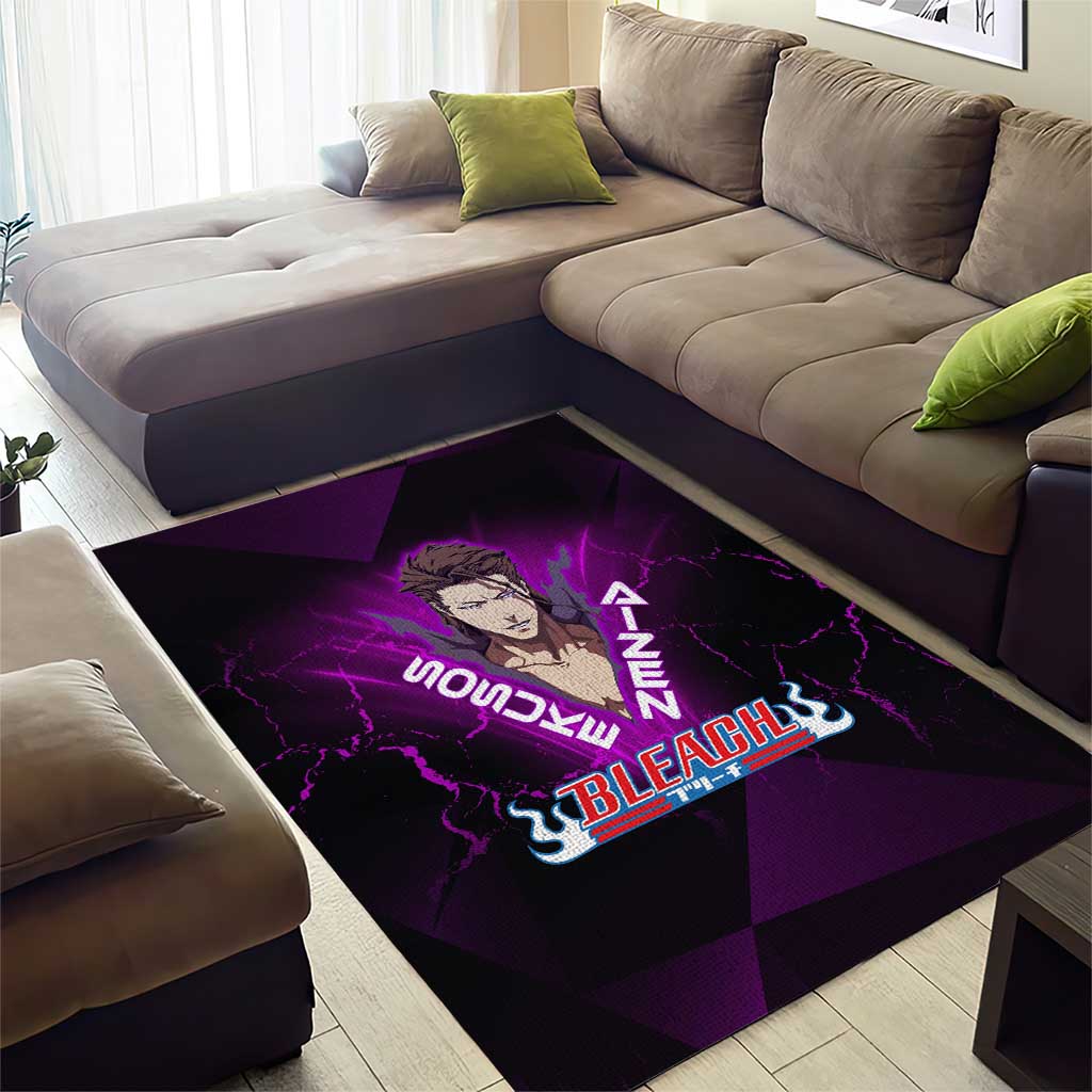 Sosuke Aizen Area Rug Neon Purple Anime Energy Aura Illustration