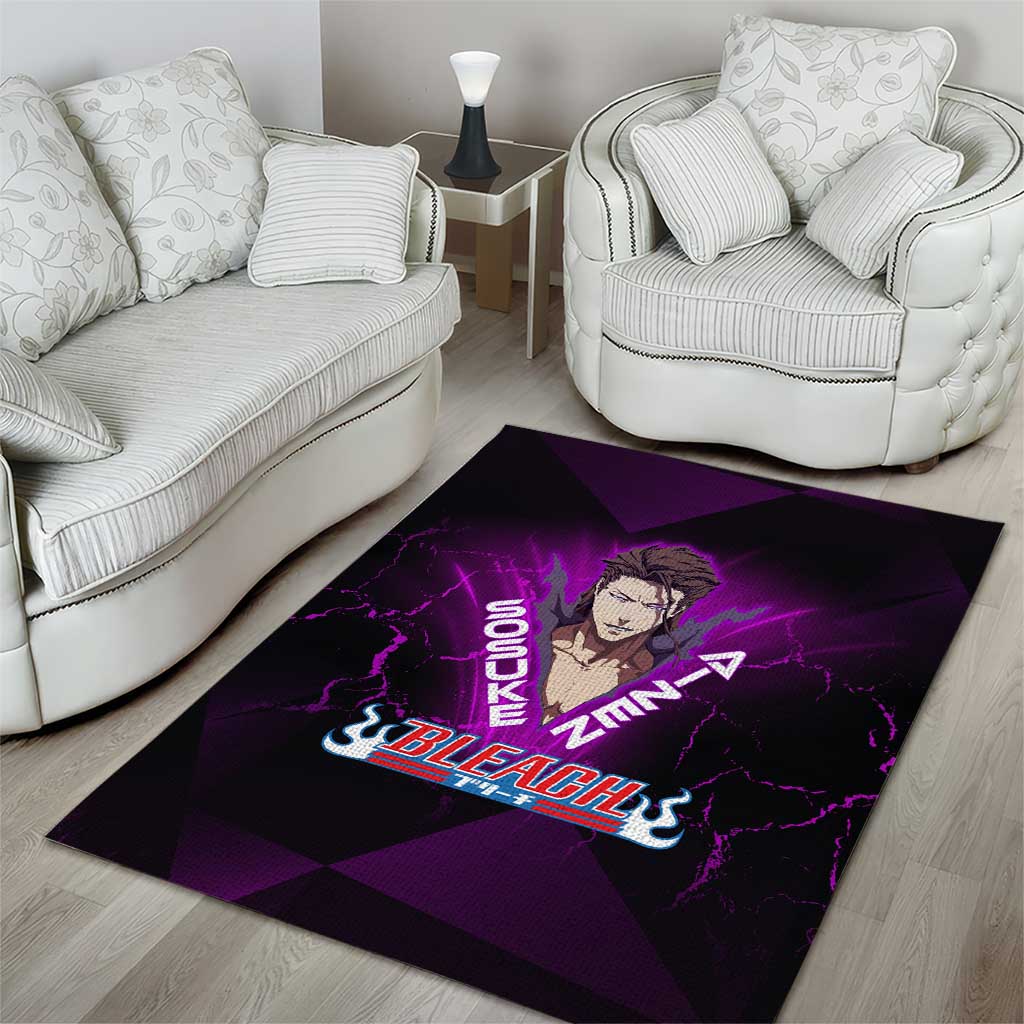 Sosuke Aizen Area Rug Neon Purple Anime Energy Aura Illustration