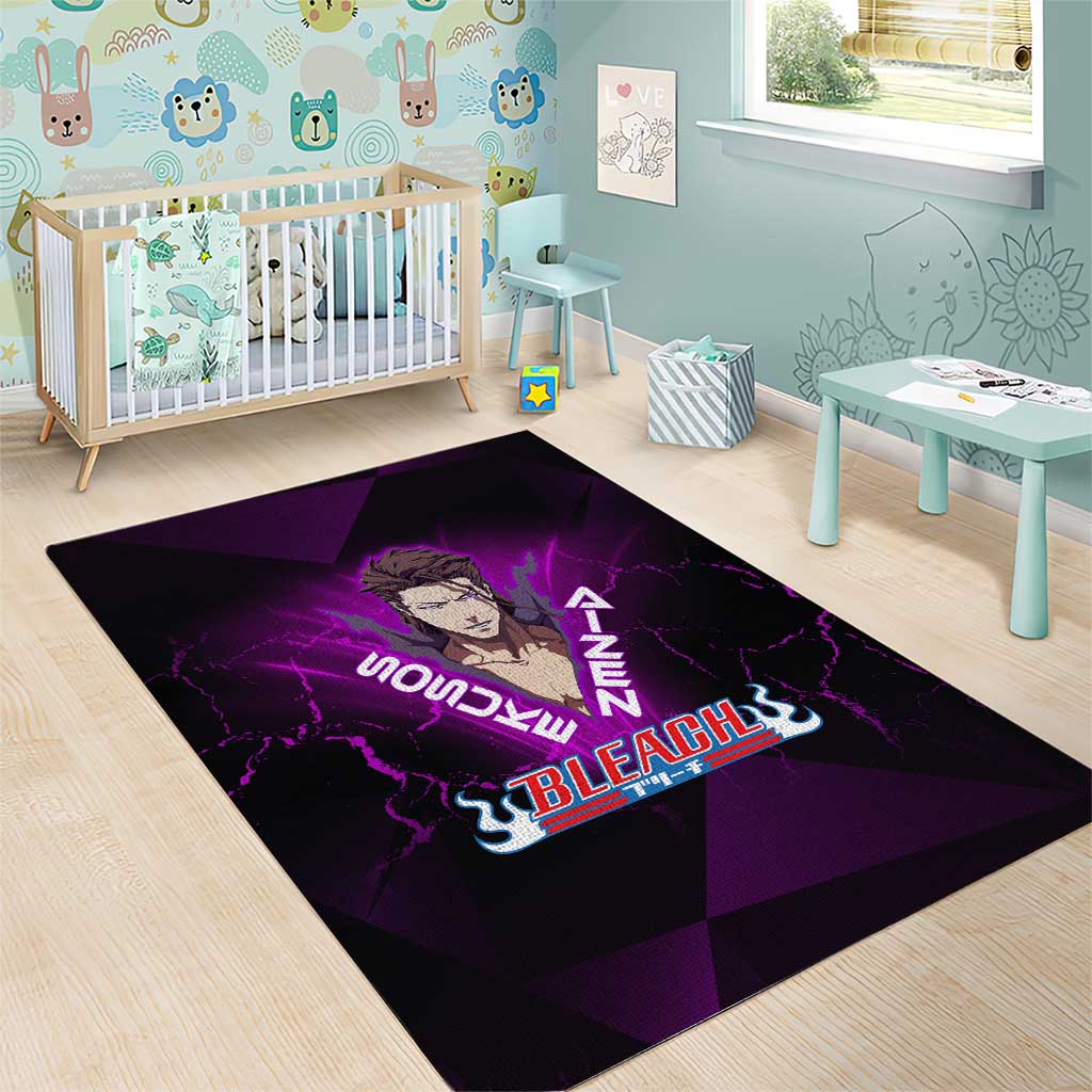 Sosuke Aizen Area Rug Neon Purple Anime Energy Aura Illustration
