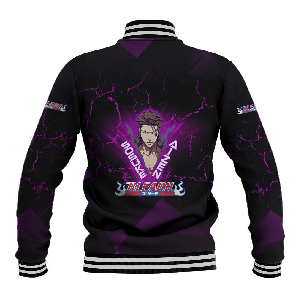 Sosuke Aizen Baseball Jacket Neon Purple Anime Energy Aura Illustration