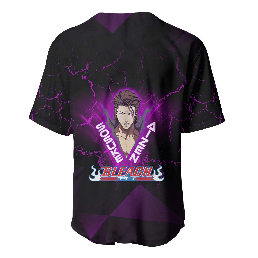 Sosuke Aizen Baseball Jersey Neon Purple Anime Energy Aura Illustration
