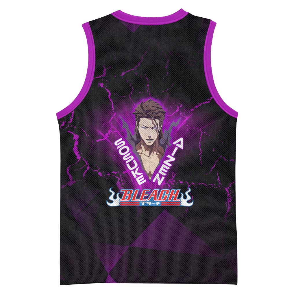 Sosuke Aizen Basketball Jersey Neon Purple Anime Energy Aura Illustration