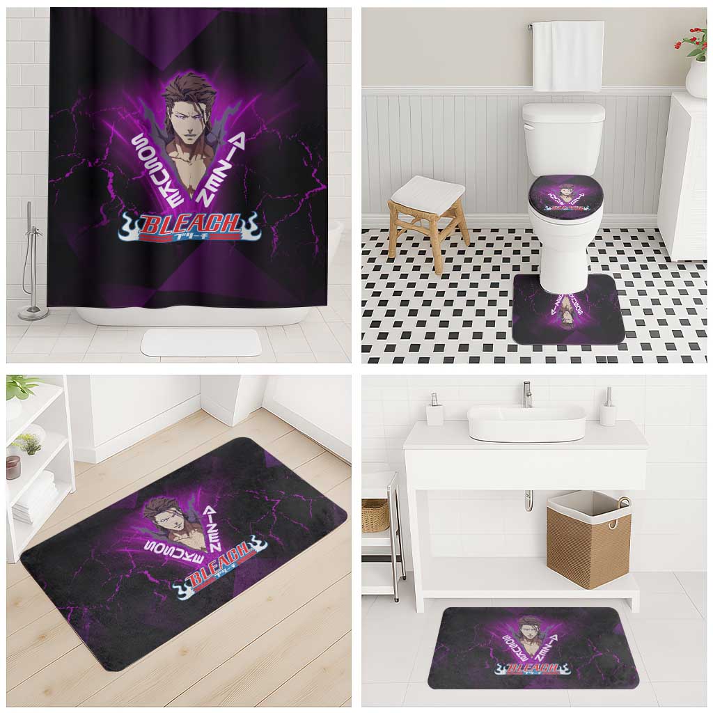 Sosuke Aizen Bathroom Set Neon Purple Anime Energy Aura Illustration