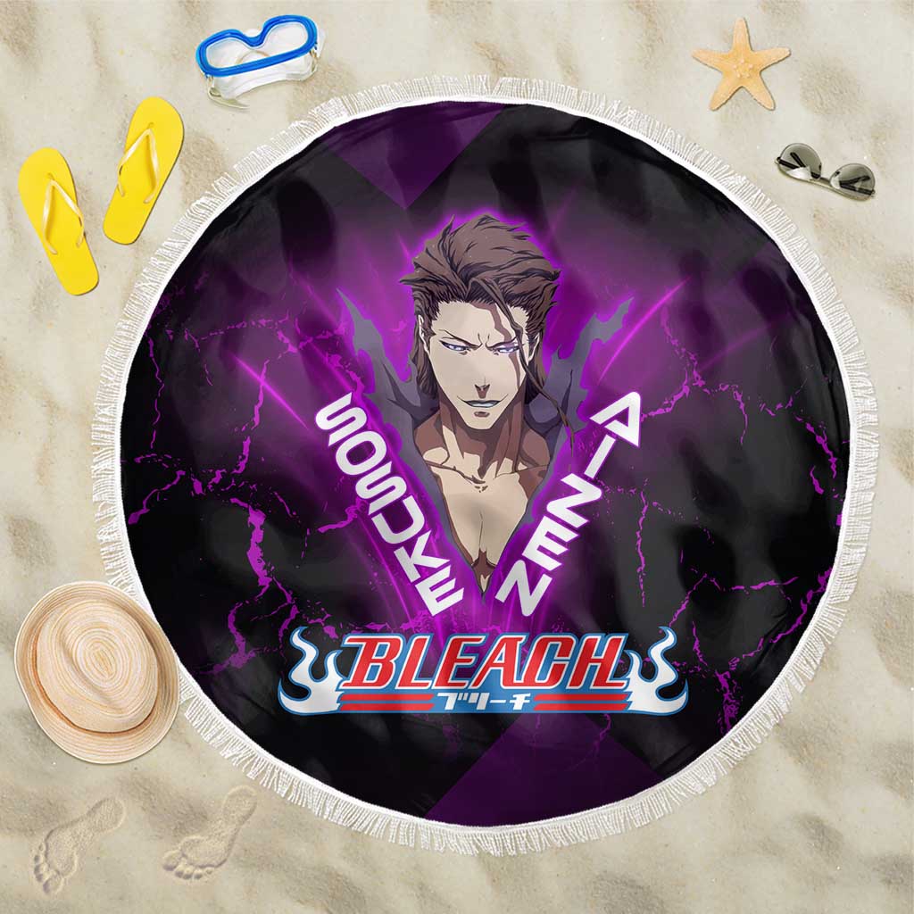 Sosuke Aizen Beach Blanket Neon Purple Anime Energy Aura Illustration