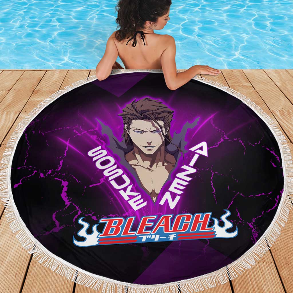 Sosuke Aizen Beach Blanket Neon Purple Anime Energy Aura Illustration