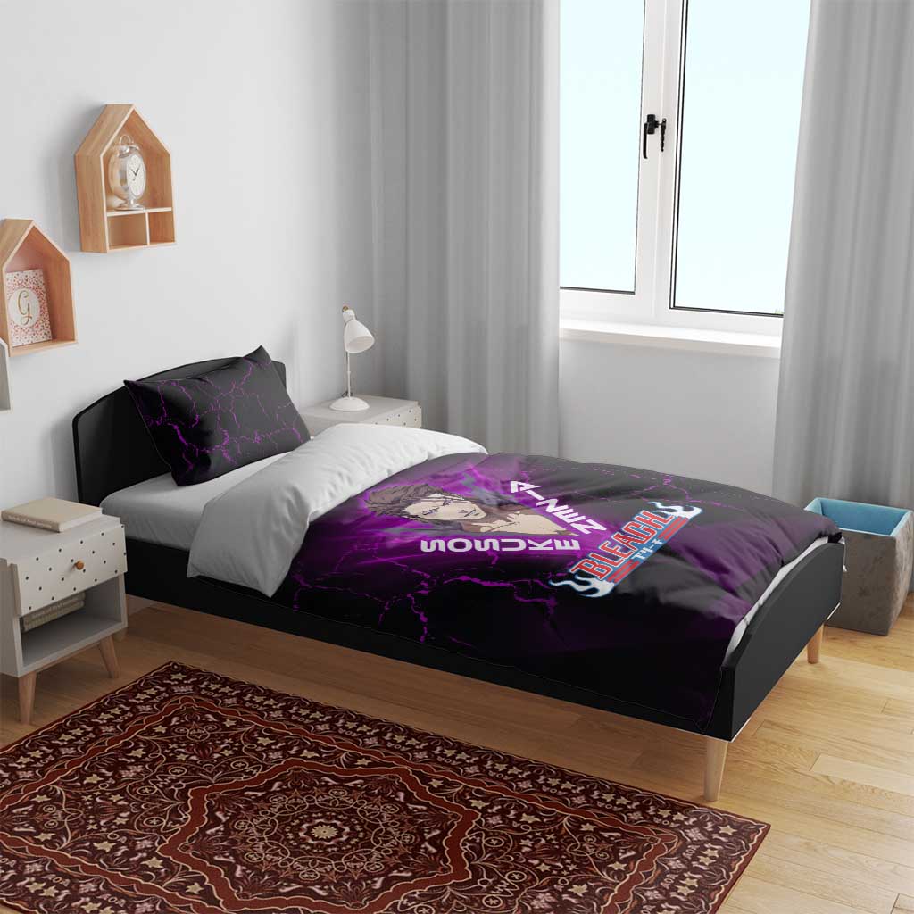 Sosuke Aizen Bedding Set Neon Purple Anime Energy Aura Illustration