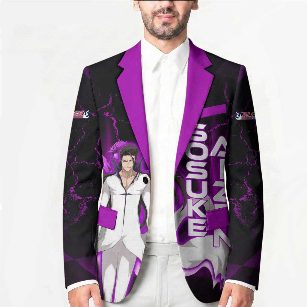 Sosuke Aizen Blazer Neon Purple Anime Energy Aura Illustration