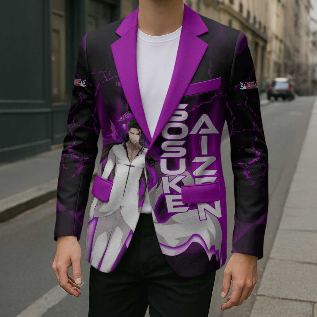 Sosuke Aizen Blazer Neon Purple Anime Energy Aura Illustration