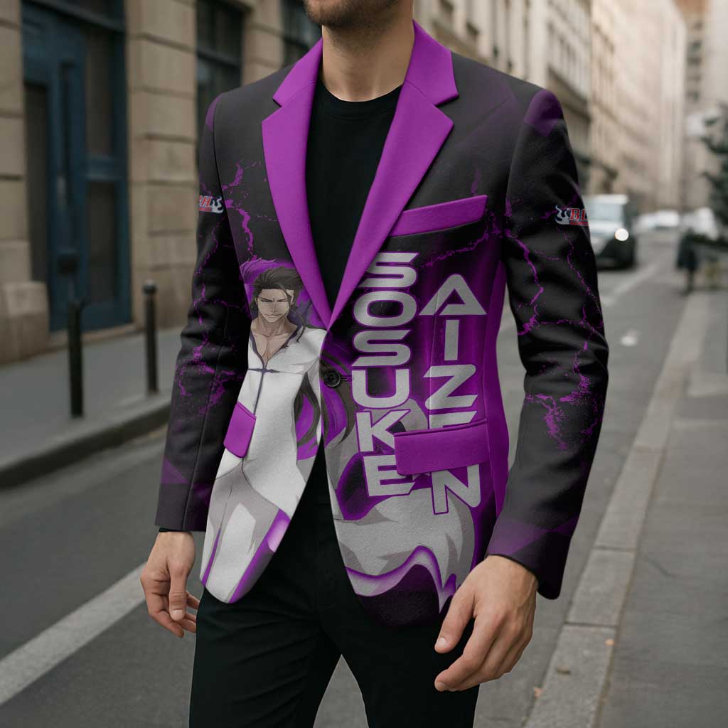 Sosuke Aizen Blazer Neon Purple Anime Energy Aura Illustration