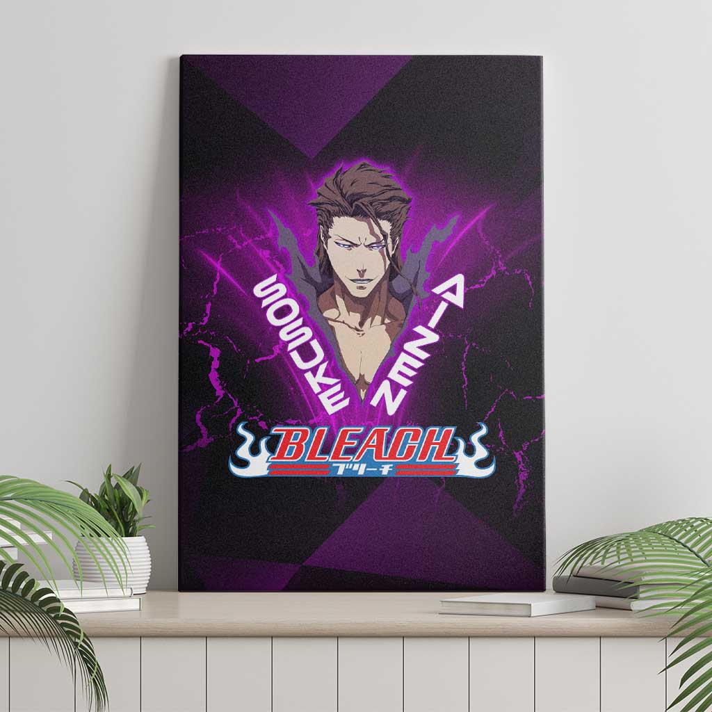 Sosuke Aizen Canvas Wall Art Neon Purple Anime Energy Aura Illustration