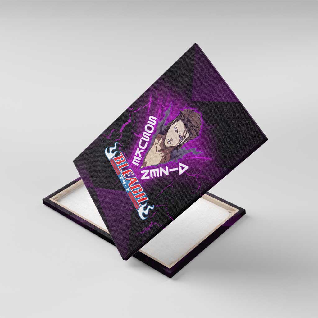 Sosuke Aizen Canvas Wall Art Neon Purple Anime Energy Aura Illustration
