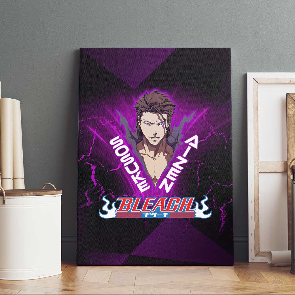 Sosuke Aizen Canvas Wall Art Neon Purple Anime Energy Aura Illustration