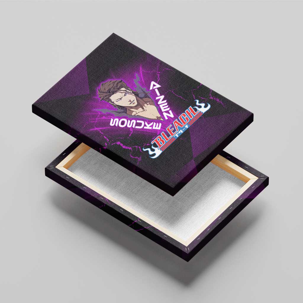 Sosuke Aizen Canvas Wall Art Neon Purple Anime Energy Aura Illustration