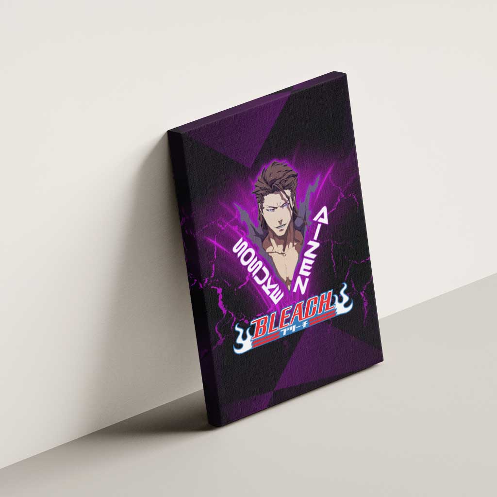 Sosuke Aizen Canvas Wall Art Neon Purple Anime Energy Aura Illustration