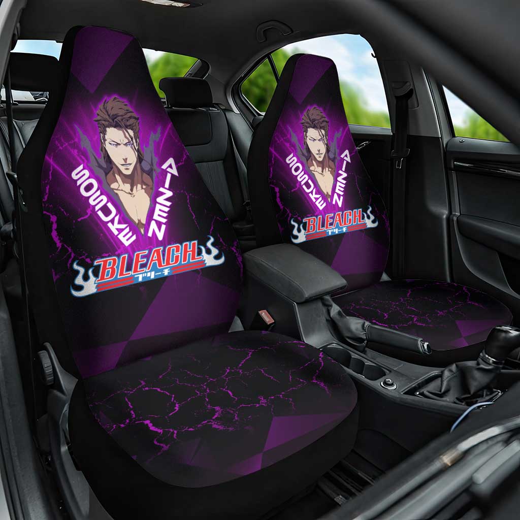 Sosuke Aizen Car Seat Cover Neon Purple Anime Energy Aura Illustration