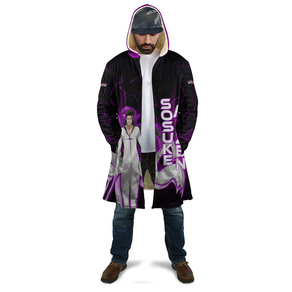 Sosuke Aizen Cloak Neon Purple Anime Energy Aura Illustration