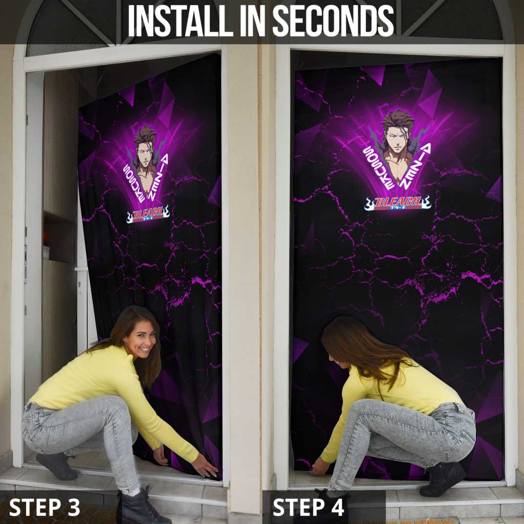 Sosuke Aizen Door Cover Neon Purple Anime Energy Aura Illustration