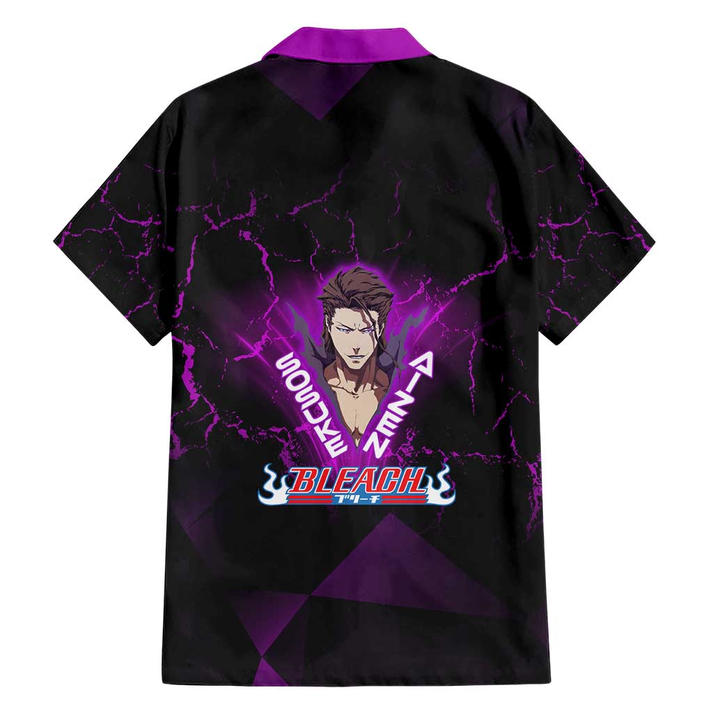Sosuke Aizen Family Matching Mermaid Dress and Hawaiian Shirt Neon Purple Anime Energy Aura Illustration