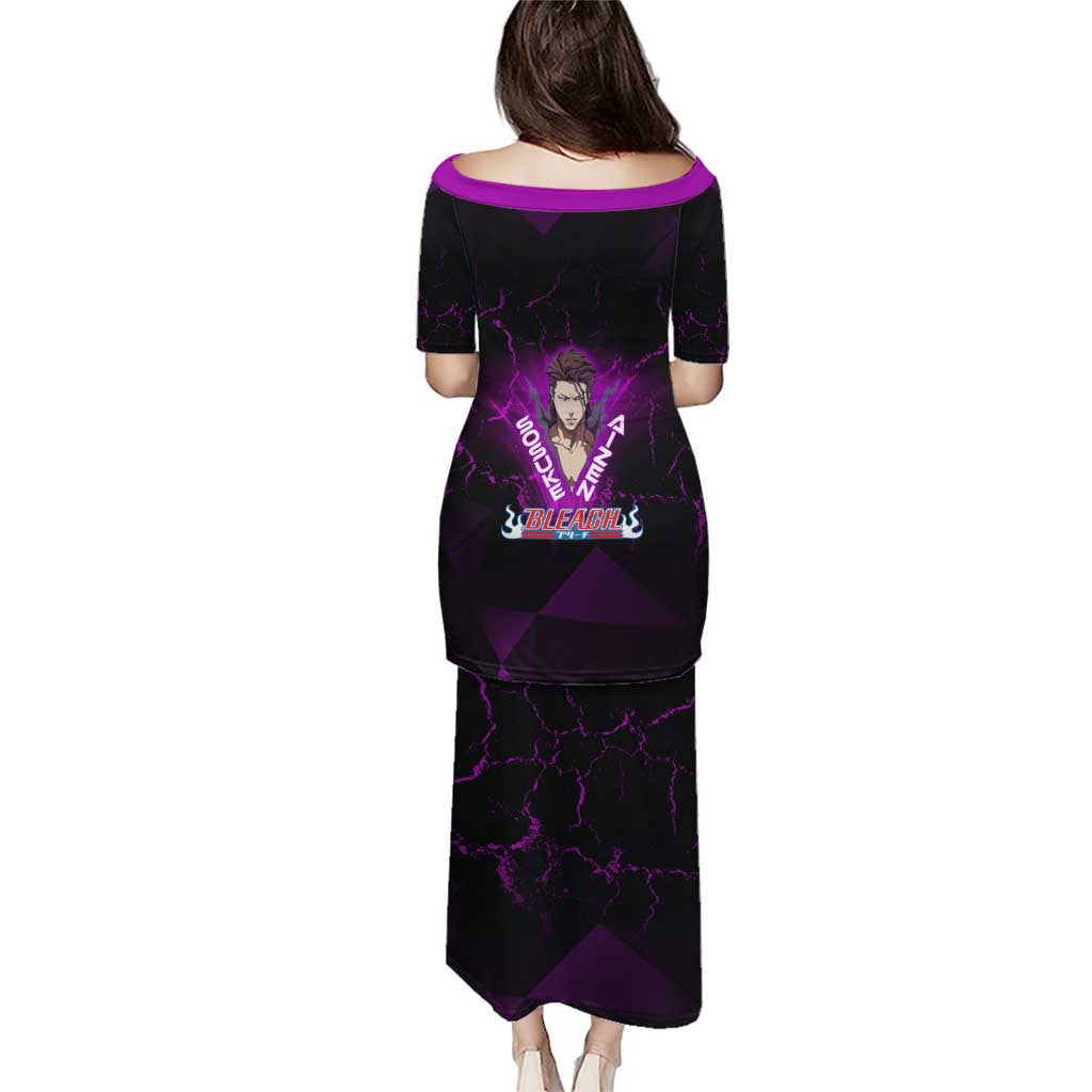 Sosuke Aizen Family Matching Puletasi and Hawaiian Shirt Neon Purple Anime Energy Aura Illustration