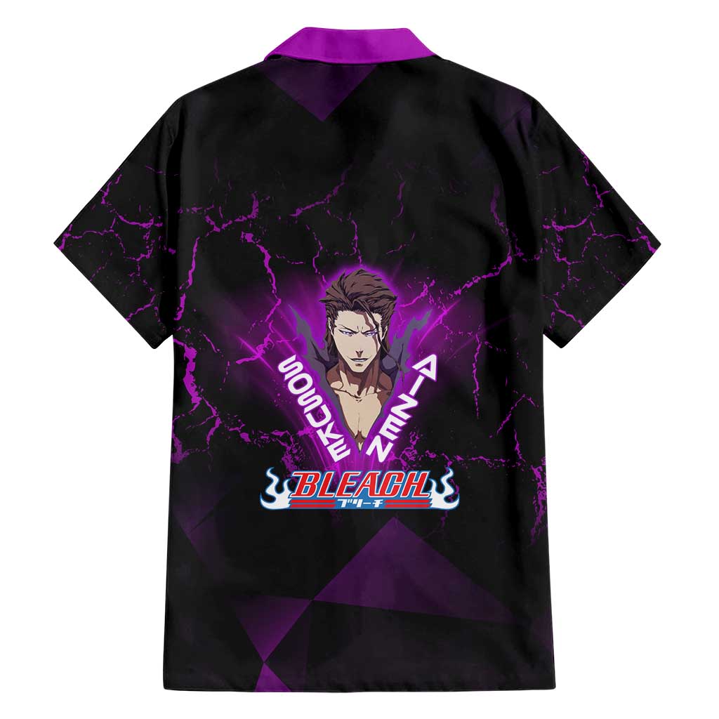 Sosuke Aizen Family Matching Tank Maxi Dress and Hawaiian Shirt Neon Purple Anime Energy Aura Illustration