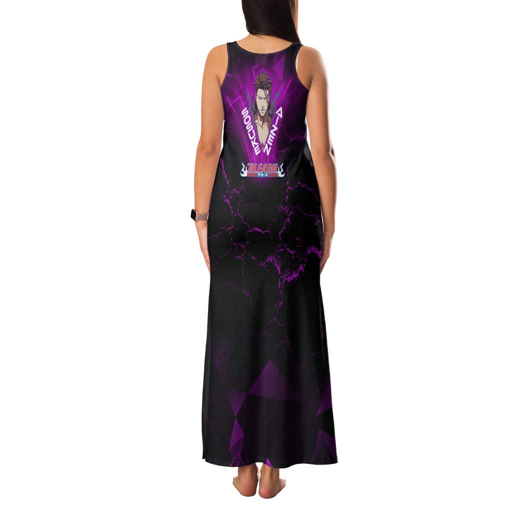 Sosuke Aizen Family Matching Tank Maxi Dress and Hawaiian Shirt Neon Purple Anime Energy Aura Illustration