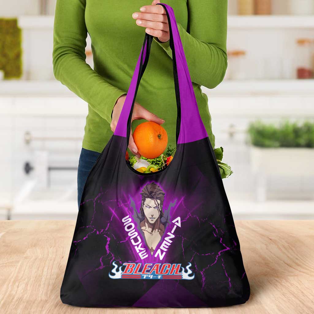 Sosuke Aizen Grocery Bag Neon Purple Anime Energy Aura Illustration