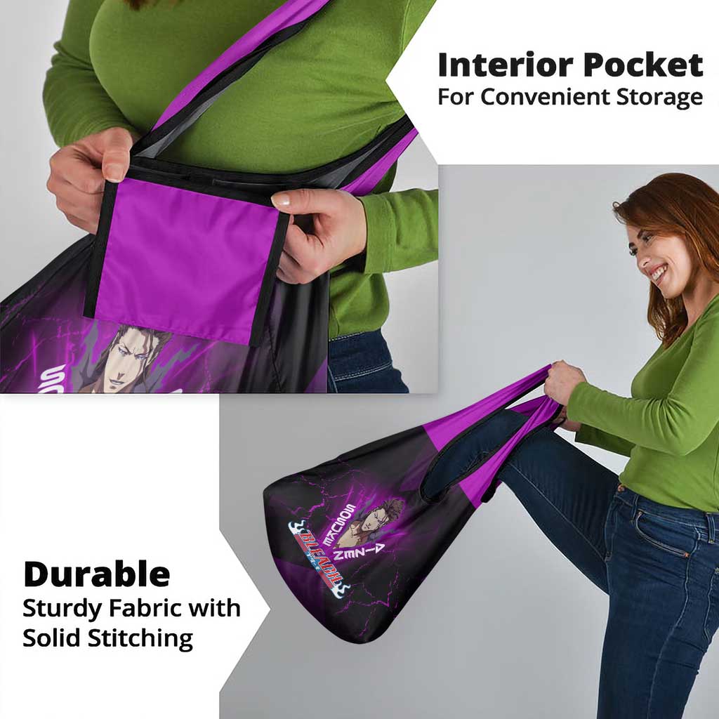 Sosuke Aizen Grocery Bag Neon Purple Anime Energy Aura Illustration