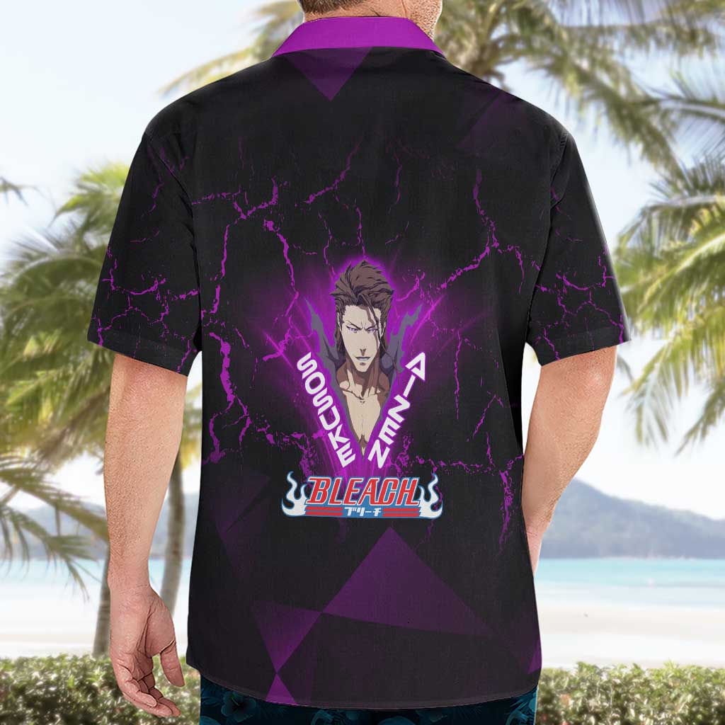 Sosuke Aizen Hawaiian Shirt Neon Purple Anime Energy Aura Illustration