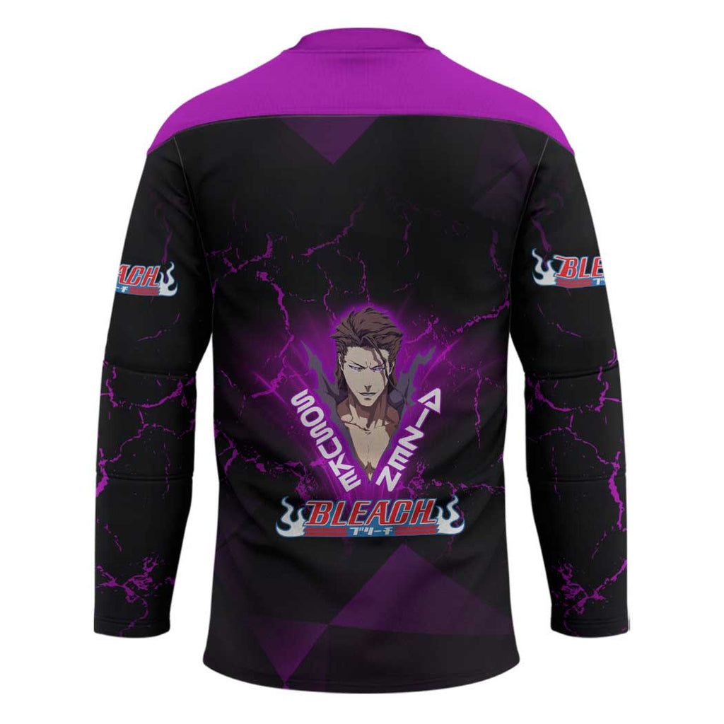 Sosuke Aizen Hockey Jersey Neon Purple Anime Energy Aura Illustration