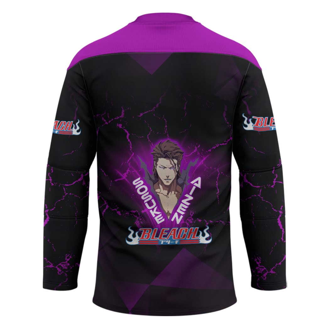 Sosuke Aizen Hockey Jersey Neon Purple Anime Energy Aura Illustration