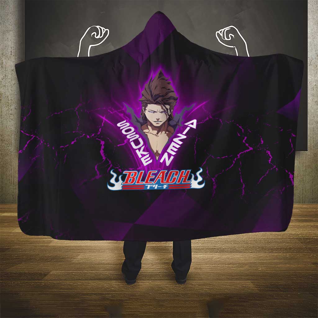 Sosuke Aizen Hooded Blanket Neon Purple Anime Energy Aura Illustration
