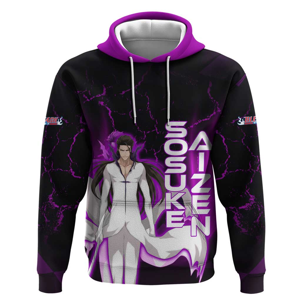 Sosuke Aizen Hoodie Neon Purple Anime Energy Aura Illustration
