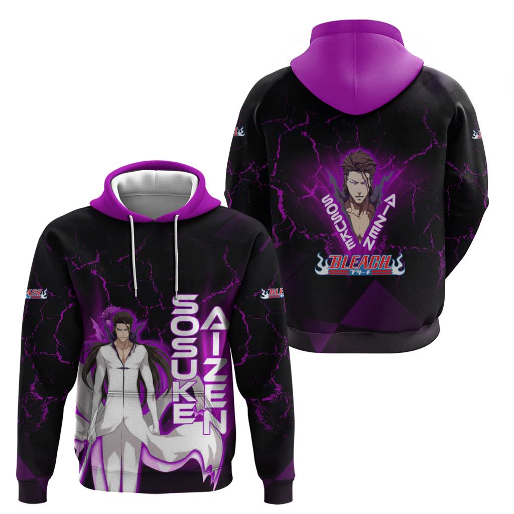 Sosuke Aizen Hoodie Neon Purple Anime Energy Aura Illustration