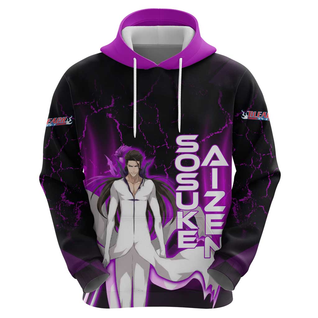 Sosuke Aizen Hoodie Neon Purple Anime Energy Aura Illustration