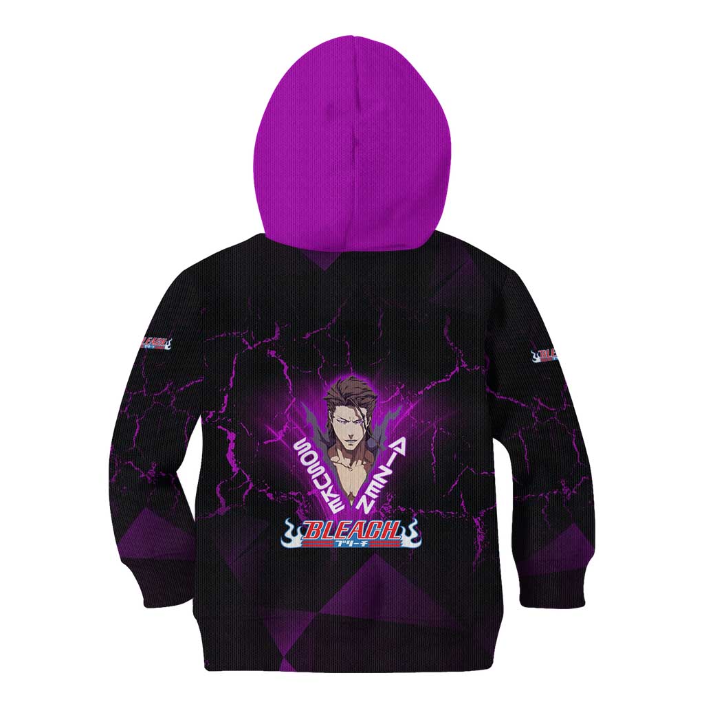 Sosuke Aizen Kid Hoodie Neon Purple Anime Energy Aura Illustration