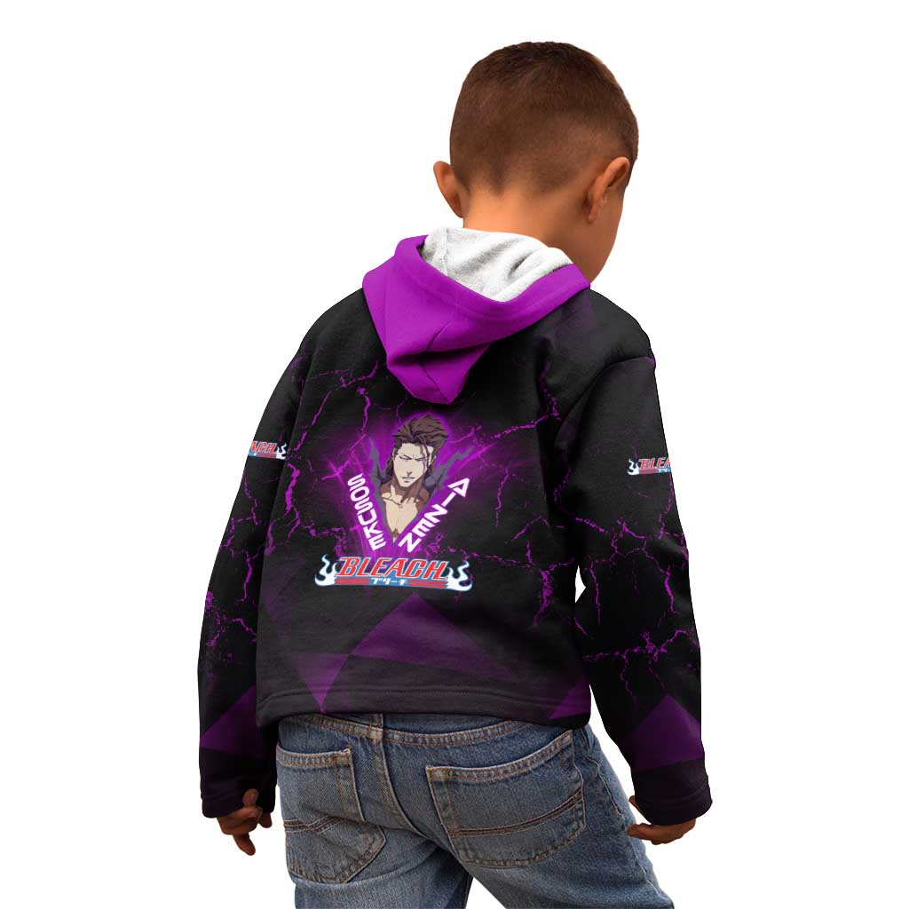 Sosuke Aizen Kid Hoodie Neon Purple Anime Energy Aura Illustration