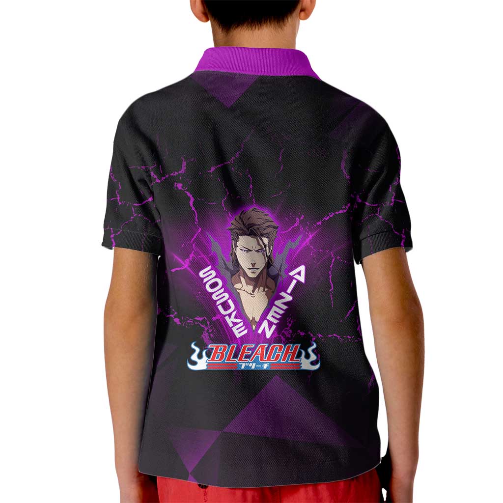Sosuke Aizen Kid Polo Shirt Neon Purple Anime Energy Aura Illustration