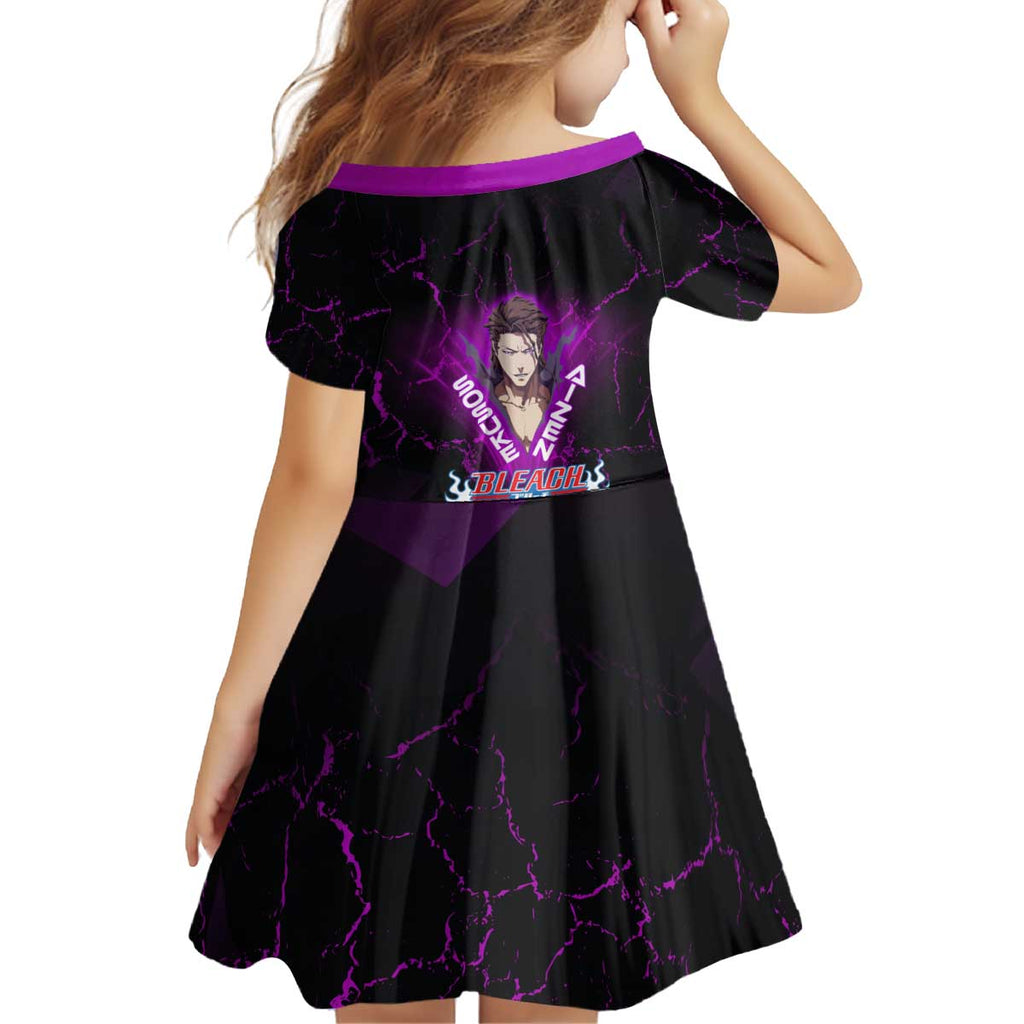 Sosuke Aizen Kid Short Sleeve Dress Neon Purple Anime Energy Aura Illustration