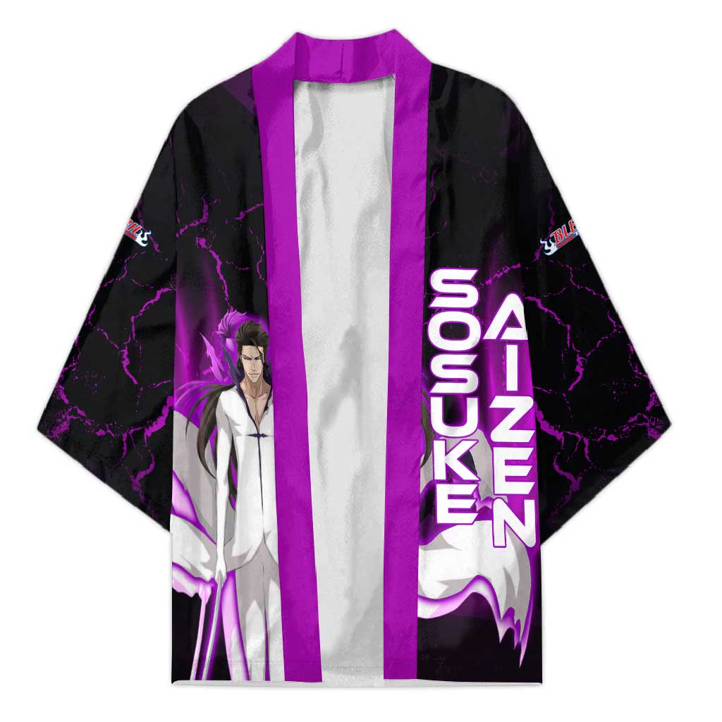 Sosuke Aizen Kimono Neon Purple Anime Energy Aura Illustration