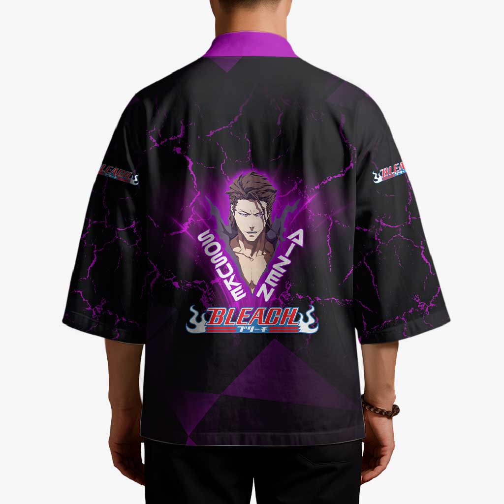 Sosuke Aizen Kimono Neon Purple Anime Energy Aura Illustration