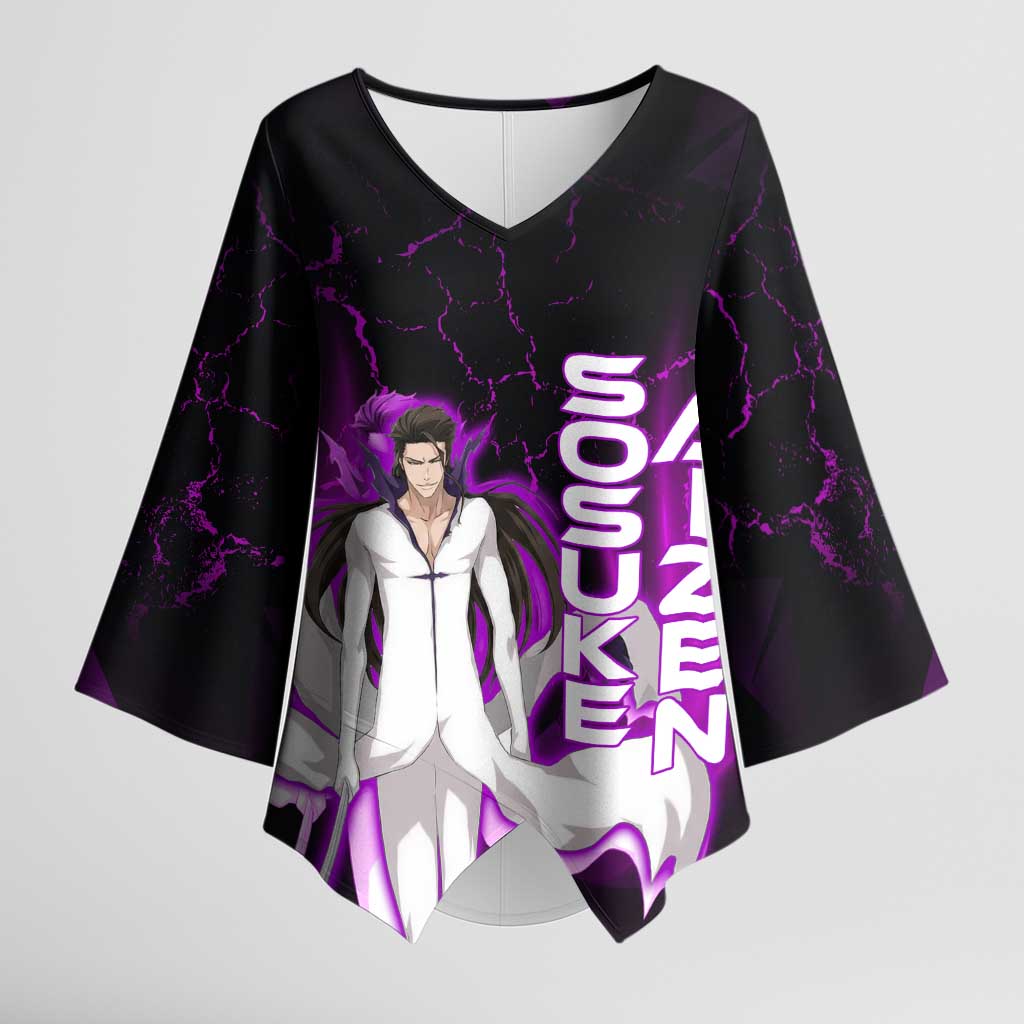 Sosuke Aizen Kimono Sleeve Blouse Neon Purple Anime Energy Aura Illustration