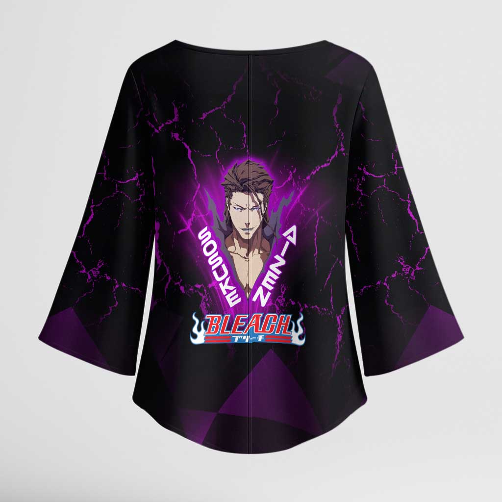 Sosuke Aizen Kimono Sleeve Blouse Neon Purple Anime Energy Aura Illustration