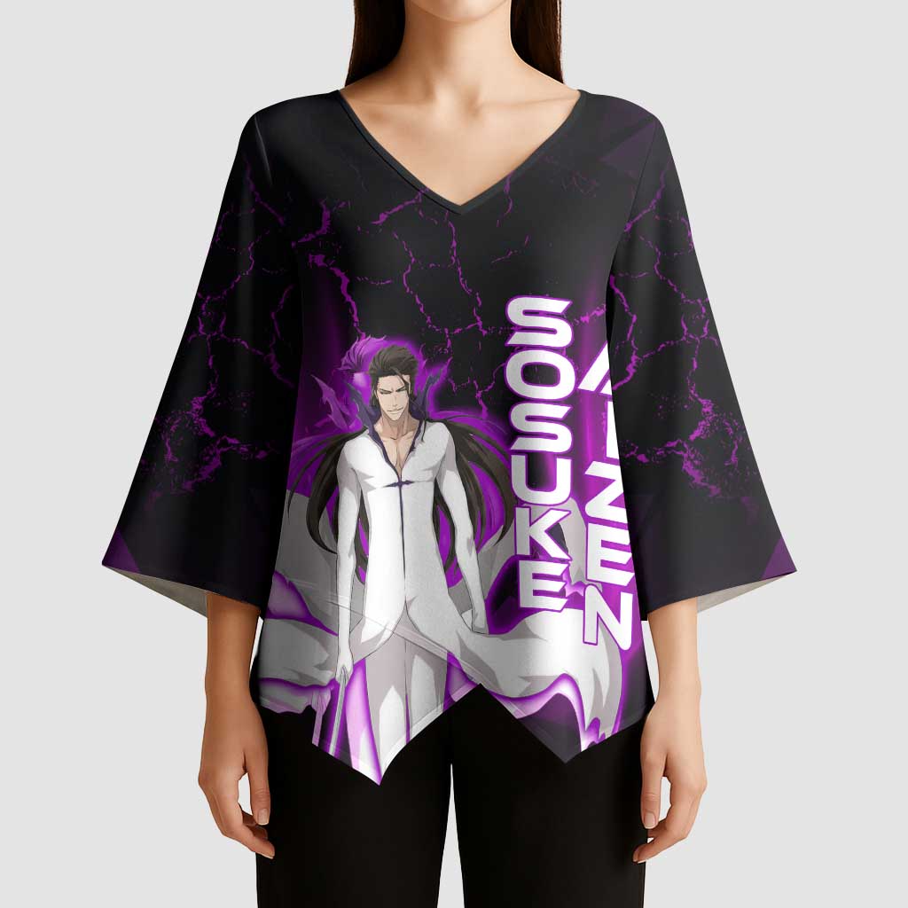 Sosuke Aizen Kimono Sleeve Blouse Neon Purple Anime Energy Aura Illustration