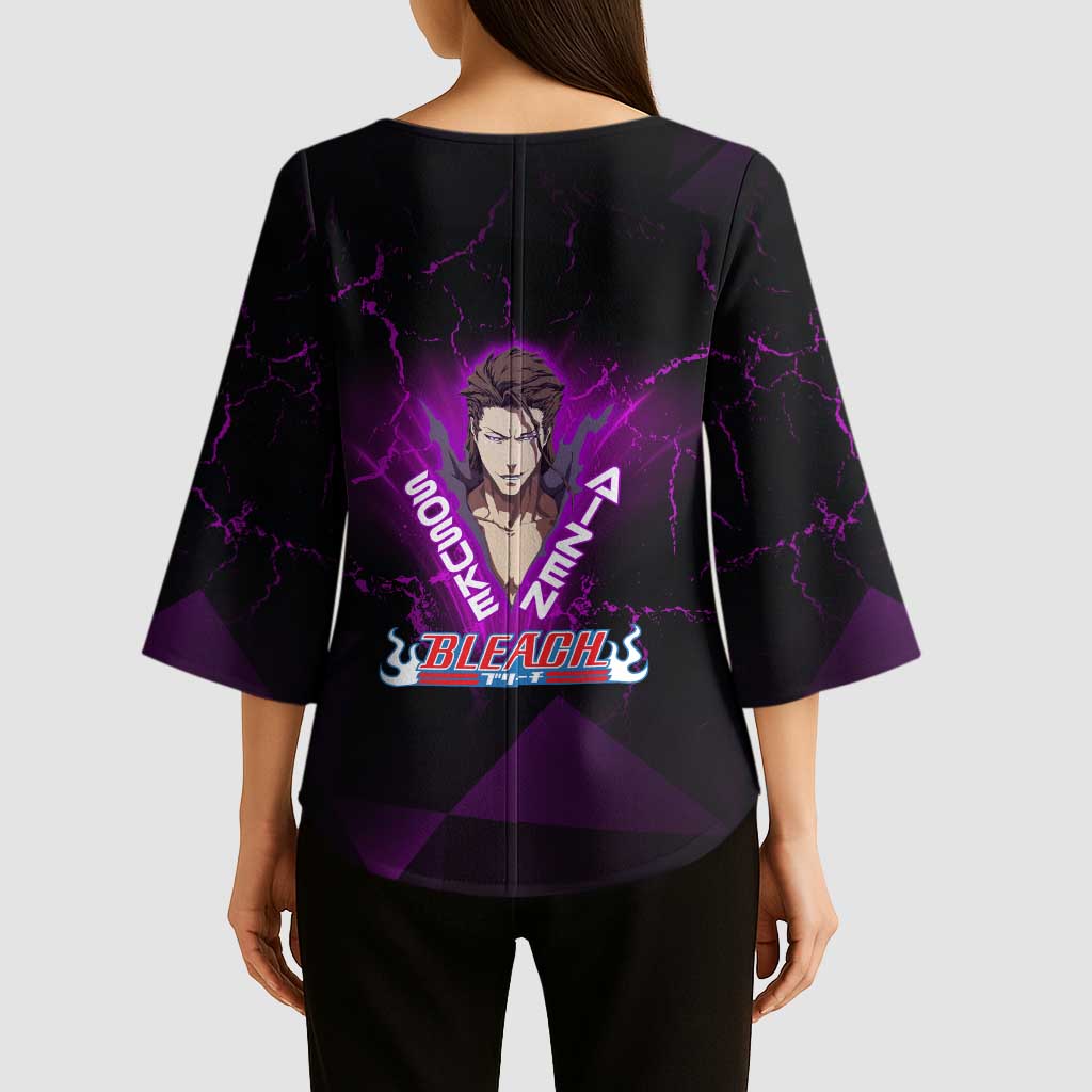 Sosuke Aizen Kimono Sleeve Blouse Neon Purple Anime Energy Aura Illustration