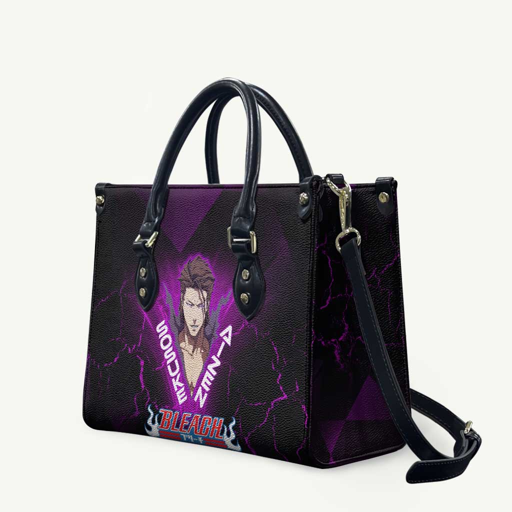 Sosuke Aizen Leather Bag Neon Purple Anime Energy Aura Illustration