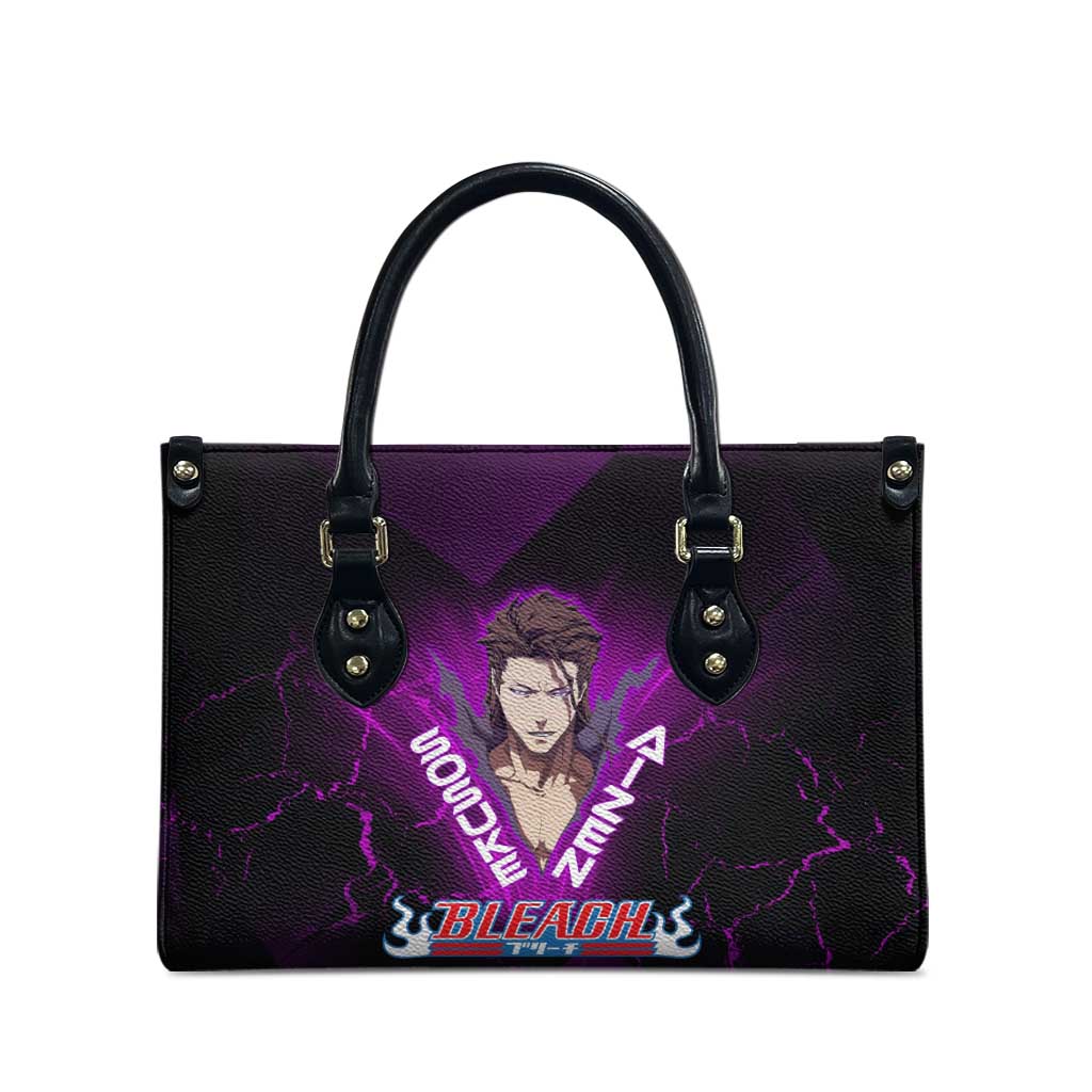 Sosuke Aizen Leather Bag Neon Purple Anime Energy Aura Illustration