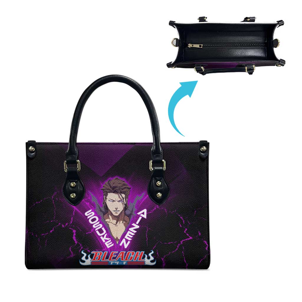 Sosuke Aizen Leather Bag Neon Purple Anime Energy Aura Illustration