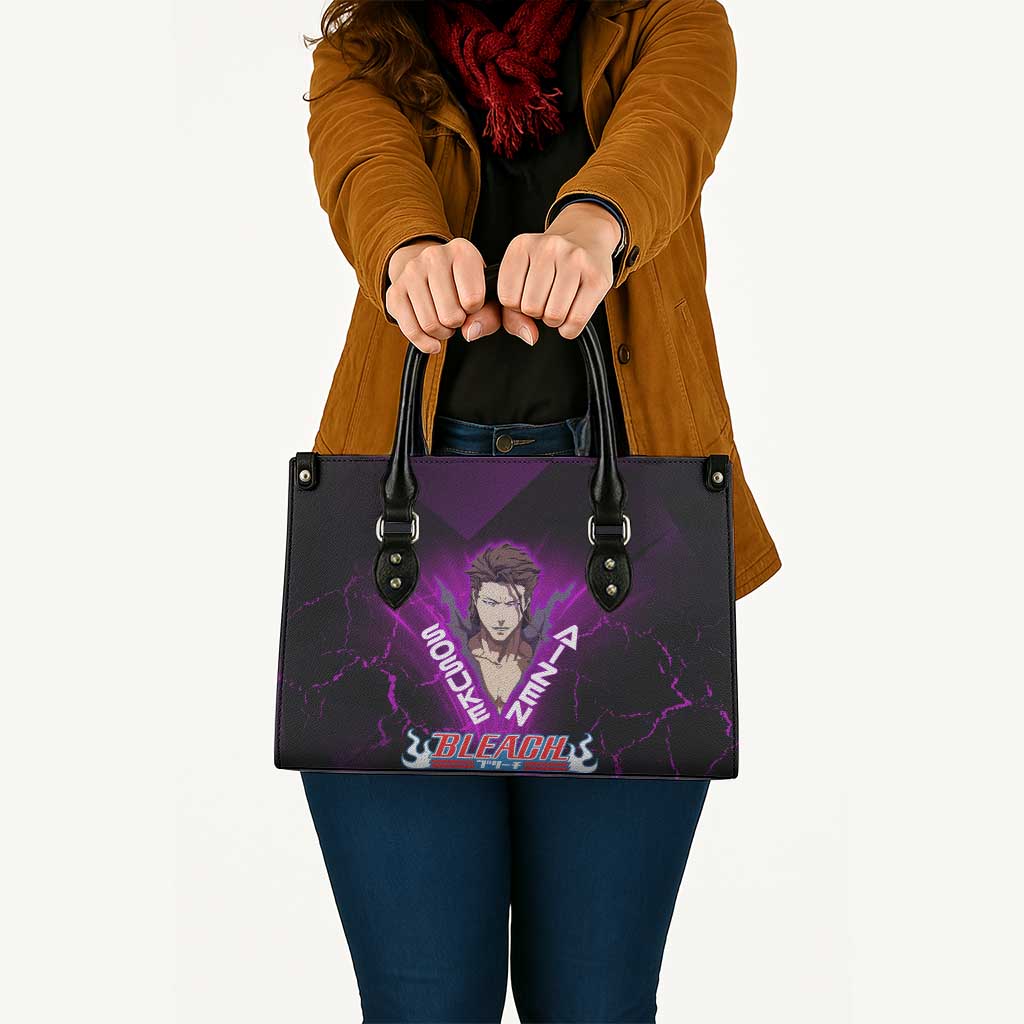 Sosuke Aizen Leather Bag Neon Purple Anime Energy Aura Illustration